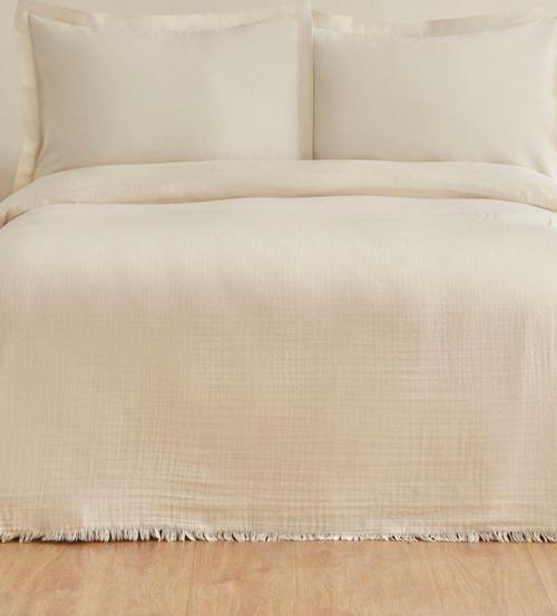 Minel Çift Kişilik Pike Yatak Örtüsü Seti Bej