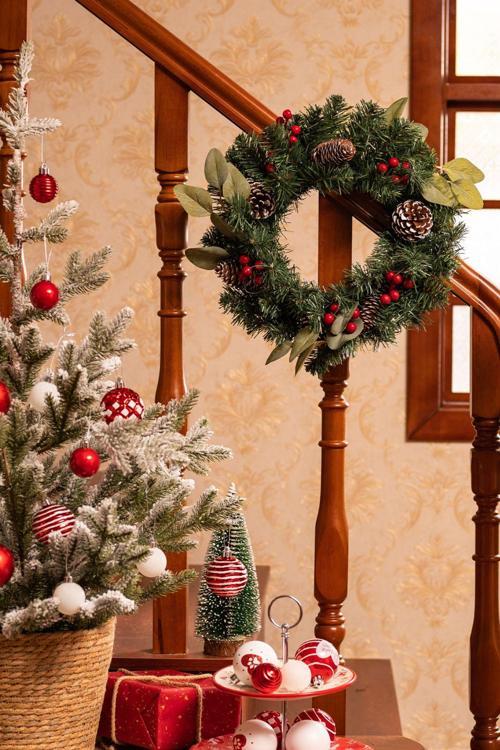 New Year Yılbaşı Pine Kapı Süsü 40 cm