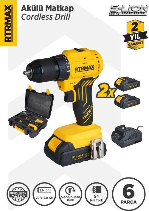 RTS5010 Şarjlı Matkap Kömürsüz 54 Nm 2x2 Ah 20V Çift Akü S-Lion - Akü Dahil