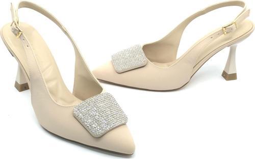Feles Toka Taş Detaylı Arkası Açık Stiletto Kadın Topuklu Ayakkabı