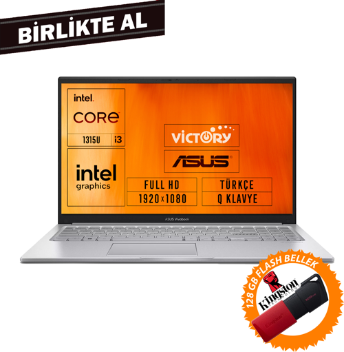 Vivobook 15 i3-1315U 12GB 512GB SSD 15.6" FHD Freedos + 128 GB Flash Disk X1504VA-NJ2379 025