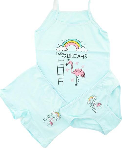 Kız Çocuk Flamingo Baskı Atlet Külot Boxer Takımı