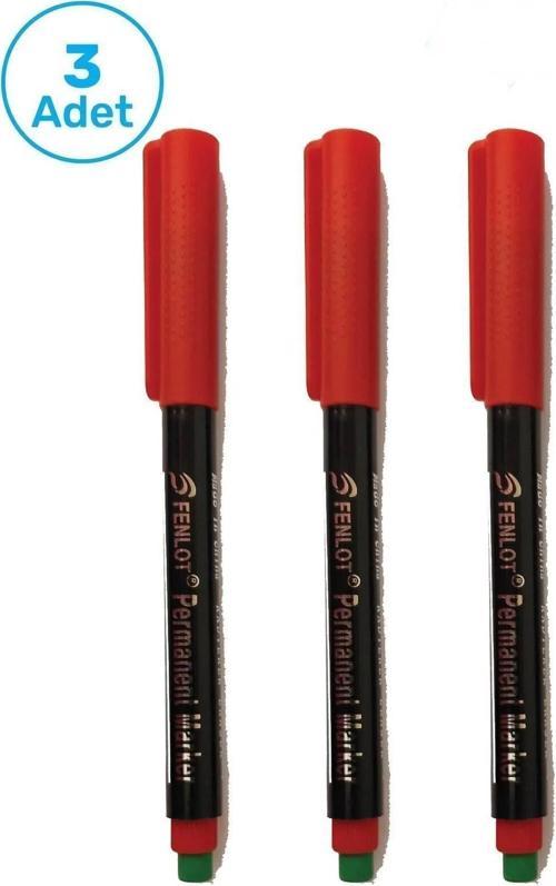 Fenlot Kırmızı Asetat Permanent Cd Kalemi Medium Uçlu (3lü set)