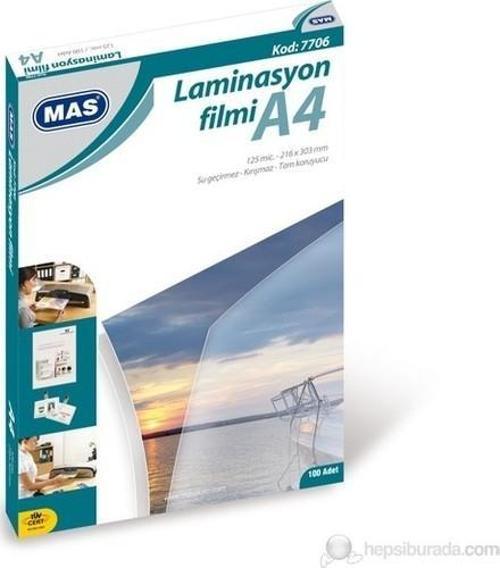 A4 Boyut Laminasyon Kaplama Filmi 125 micron 100'Lü Paket