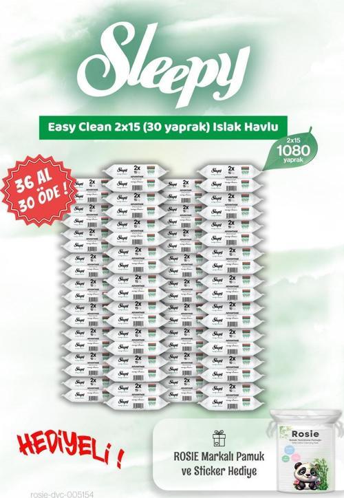 36 AL 30 ÖDE Sleepy 2x15 Easy Clean Islak Mendil ve Rosie Hediye