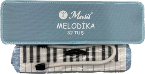 32 Tuş Lüks Çantalı Melodika Pastel Renk Mavi
