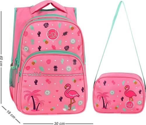 Pembe Flamingo Desenli İlkokul Çantası Beslenme Çantalı 6010
