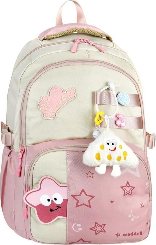 Pembe Twil Yıldız Desenli İlkokul Sırt Çantası Peluş Oyuncak Hediyeli 25802