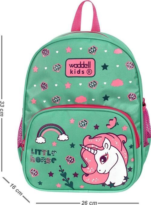 Yeşil Little Horse Desenli Anaokulu Kreş Sırt Çantası 24117