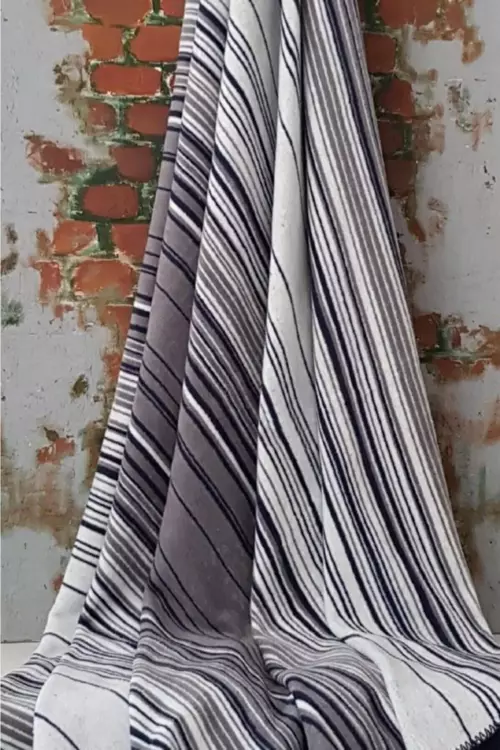 Pamuklu Tv Diz Battaniyesi Tek Kişilik 130x170 Striped Lacivert 3426