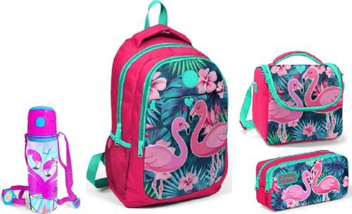 Flamingo Baskılı Beslenme Okul Çantası Kalemlik + Matara
