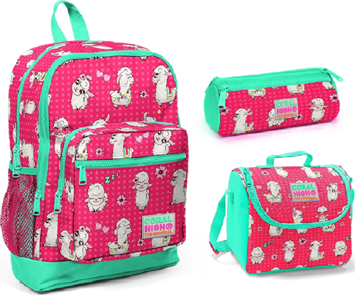 Yeşil Kuzu Desenli Beslenme Okul Çantası Kalemlik