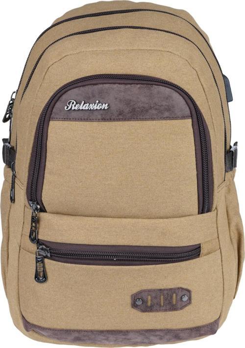 Camel Kanvas Su Geçirmez Kumaş Okul Sırt Çantası 1650