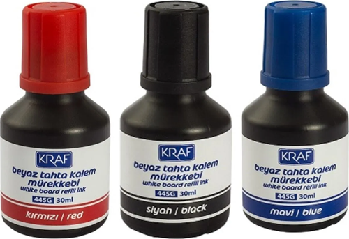 Beyaz Tahta Kalem Mürekkebi 3'Lü Set Siyah/Kırmızı/Mavi 30Ml (445G)
