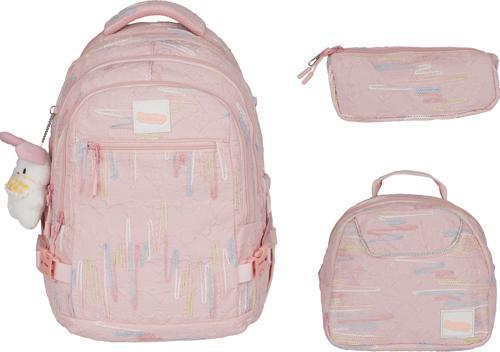 İthal Pembe Üçlü Set Çocuk İlkokul Çantası 1430