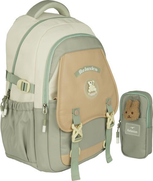 Yeni Sezon Kalemlikli Hardal-Krem İthal Premium Okul Sırt Çanta 1511