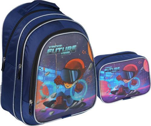 Lacivert Astronot Desenli İlkokul Çantası Beslenme Çantalı 1312-2