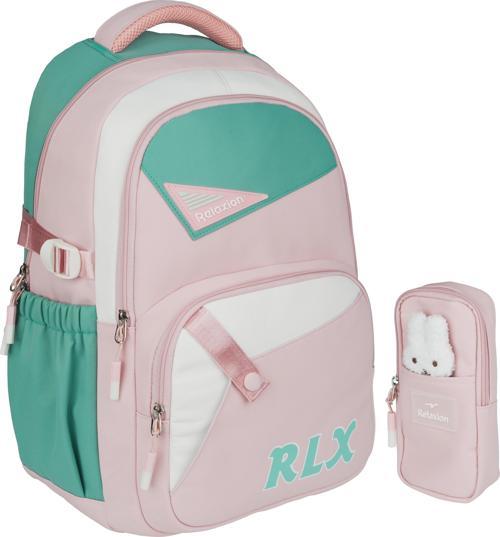 Yeni Sezon Kalemlikli Pembe-Yeşil İthal Premium Okul Sırt Çanta 1510