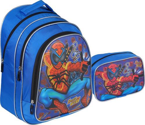 Mavi Örümcek Adam Spiderman Desenli İlkokul Çantası Beslenme Çantalı 1312-3