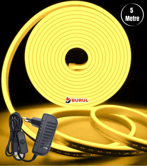 5 Metre Sarı Işık Esnek Neon Led Şerit Butonlu Dekoratif Aydınlatma Seti Sb-6535
