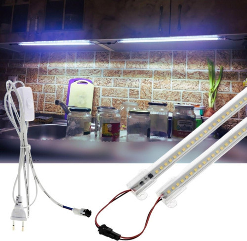 2 Adet 50 Cm 220V Şeffaf Çubuk Bar Led Beyaz Işık Ve Butonlu Fiş Sb-6553