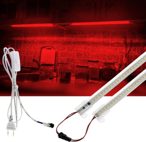 2 Adet 50 Cm 220V Şeffaf Çubuk Bar Led Kırmızı Işık Ve Butonlu Fiş Sb-6553