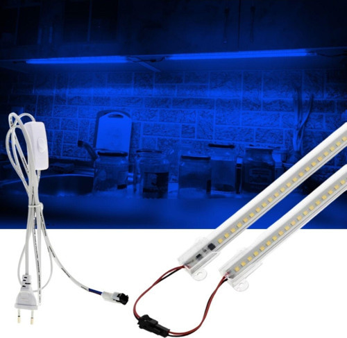 2 Adet 50 Cm 220V Şeffaf Çubuk Bar Led Mavi Işık Ve Butonlu Fiş Sb-6553