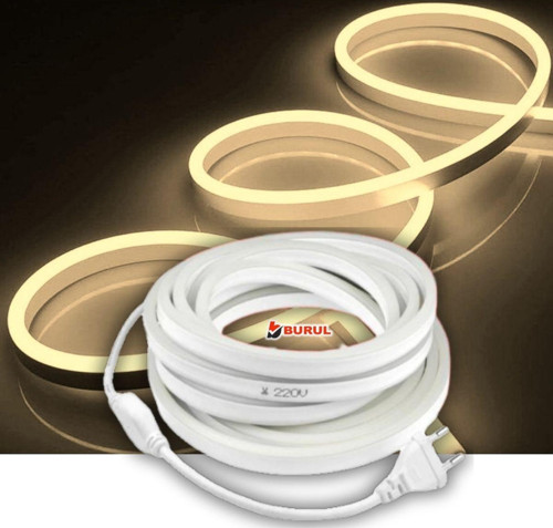 2 Metre Gün Işığı Neon Led Şerit Dış Mekan Silikonlu Esnek Dekoratif Aydınlatma 220V Fişli Sb-6509