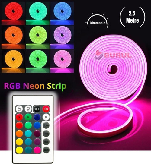 2.5 Metre 16 Renk Kumandalı Renk Değiştiren Rgb Neon Led Şerit Işık Seti Sb-6560