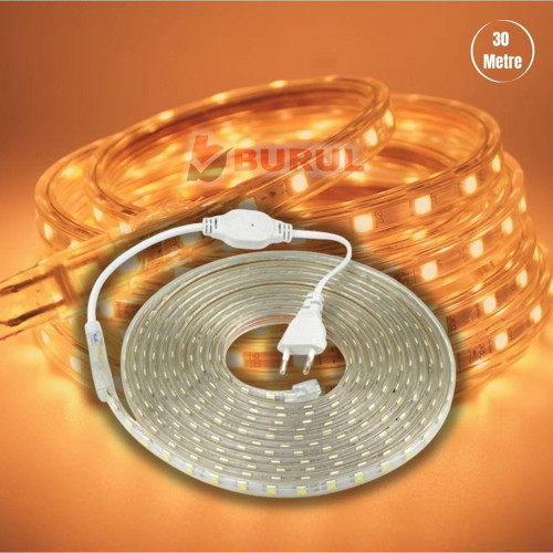 30 Metre Amber Işık Hortum Şerit Led Dış Ortam Aydınlatma 220V Fişli Sb-6539