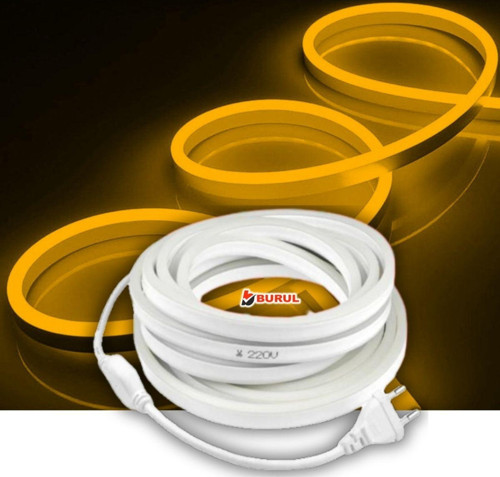 30 Metre Amber Işık Neon Led Şerit Dış Mekan Silikonlu Esnek Dekoratif Aydınlatma 220V Fişli Sb-6509