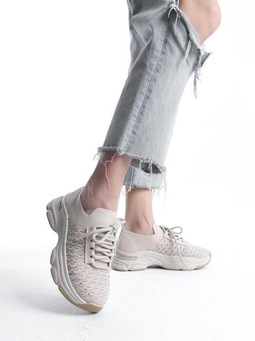 Kadın Rocco Ten Triko Taşlı Spor Ayakkabı & Sneaker