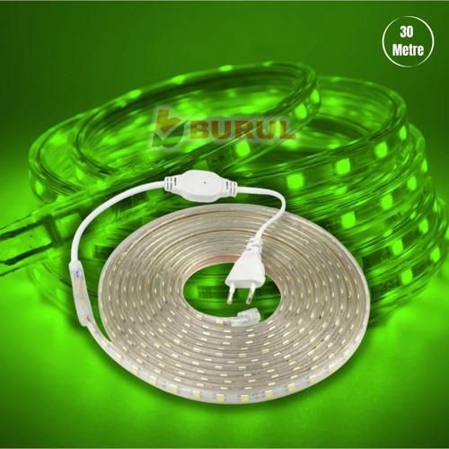 30 Metre Yeşil Işık Hortum Şerit Led Dış Ortam Aydınlatma 220V Fişli Sb-6539