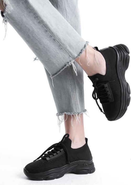 Kadın Rocco Siyah Triko Taşlı Spor Ayakkabı & Sneaker