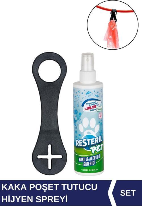 Köpek Kaka Poşeti Tutucu Aparat + Parfümsüz Koku Alerjen Giderici Mama Kabı Temizleyici Sprey 200ml