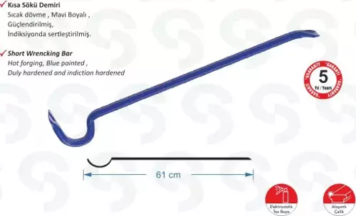 Sait Demirci SK 6000 Kısa Sökü Demiri - 1200 gr, 61cm