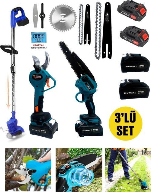 Pro 3-Lü Set 4 Akülü Kenar Kesme-Dal Budama Makası-Budama Testeresi Bahçe Set