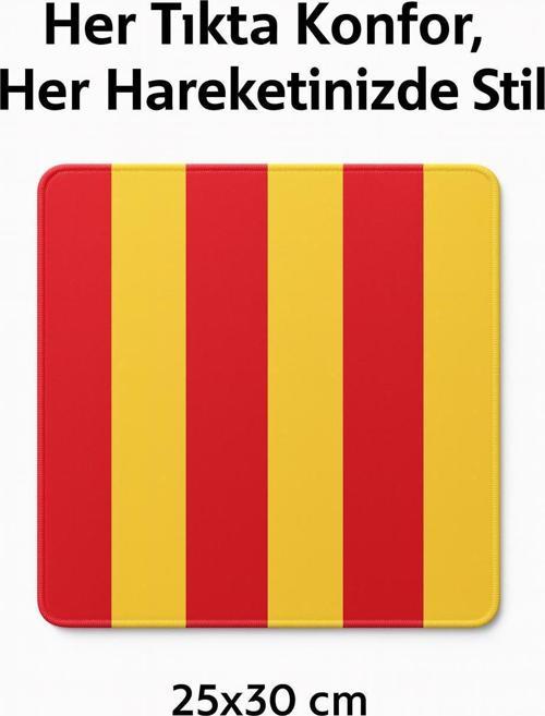 25×30 cm Kırmızı‑Sarı Çizgili Mouse Pad Cim Bom Tutkunlarına Özel