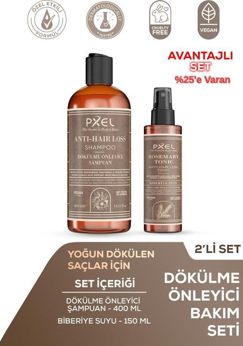 Dökülme Önleyici Şampuan – Biberiye Suyu Saç Bakım Toniği 2’li Set | Zayıflayan İncelen ve Dökülen Saçlar |400 ML, 150 ML