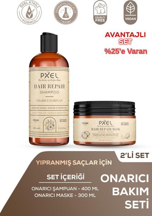 Onarıcı Şampuan – Maske 2’li Set | Yıpranmış ve Kuru Saçlar İçin Yoğun Bakım |400 ML, 300 ML