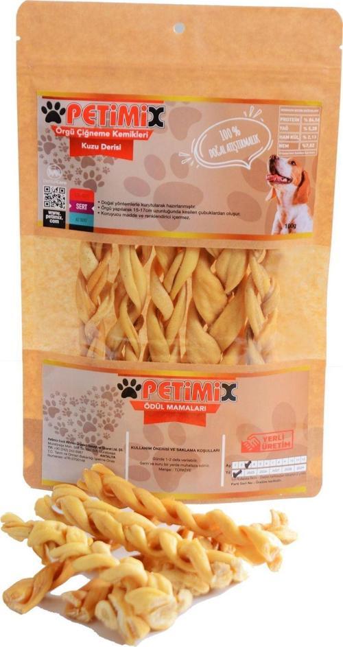 Örgü Kuzu Deri Çiğneme Kemikleri 100G Köpek Ödülü