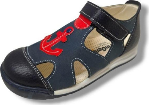 3028-20 Çapa Cırtlı Erkek Çocuk Sandalet Lacivert Kırmızı 26-30