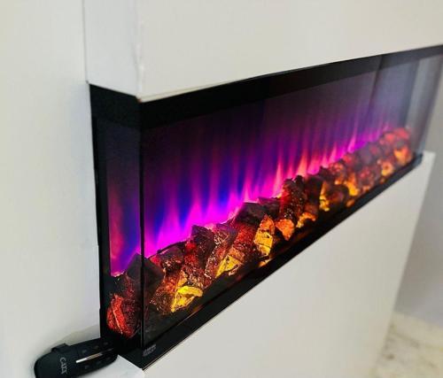 Elektrikli Dekoratif Yapay Şömine Bluetooht Sabit Çıtırtı 100X25 X21 Cm
