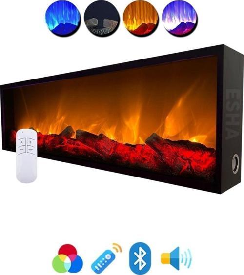 Dekoratif Elektrikli Yapay Şömine Farklı Renk Modları, Kumandalı, Bluetooth 50X40 Cm