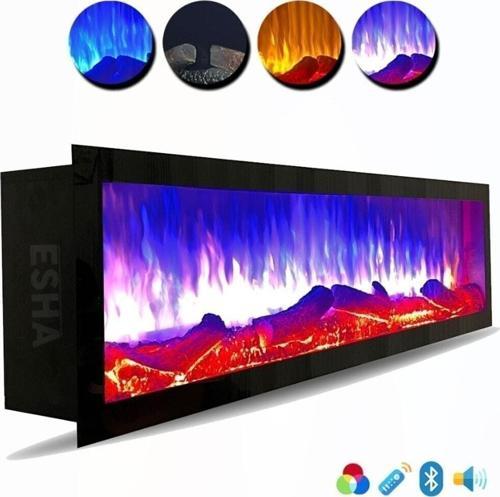 Elektrikli Dekoratif Yapay Şömine Bluetooht Sabit Çıtırtı 110X25 X18 Cm