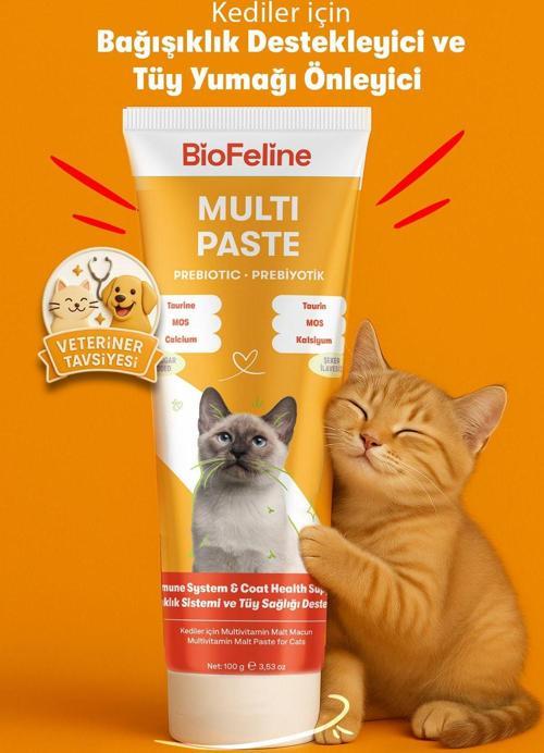Kediler İçin Bağışıklık Destekleyici Ve Tüy Yumağı Önleyici Multivitamin Macun – 100G