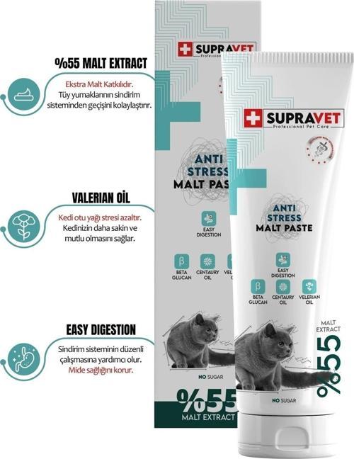 Anti Stress Relax Paste Sakinleştirici Kedi Macunu 100 Gr (Şekersiz ) ( %55 Extra Malt )