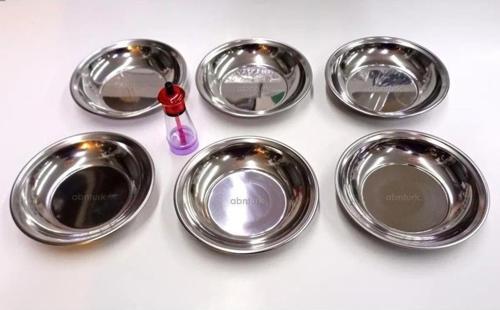 Yaşam Boyu Garantili 6 adet 20cm Paslanmaz Çelik Çukur Yemek Tabağı BüyükPorsyon Sağlam Metal Tabak