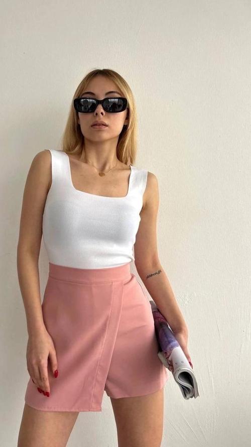 Kapaklı şort etek pudra s208