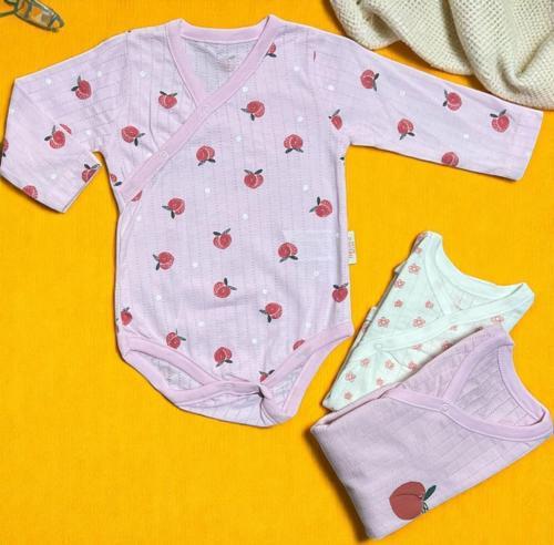 ŞEFTALİ UZUN KOL ÜÇLÜ BODY SET Pembe